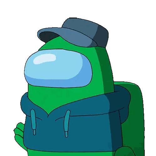 among us character wearing a hat and a hoodie