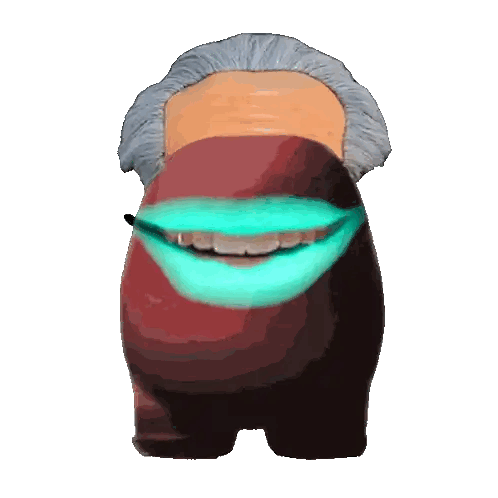 Among Us Character with Gray Hair and Green Mouth