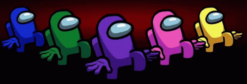 Among Us Characters Standing In A Row GIF