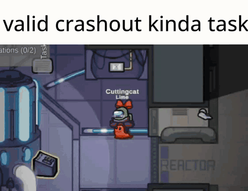 Among Us Game With Cuttingcat Lime Standing In A Room GIF