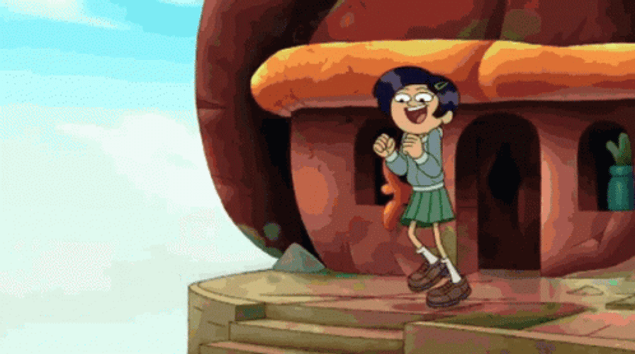 Amphibia Running Marcy Wu Falling Down Stairs GIF
