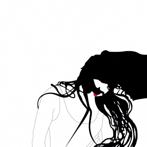 Amusing Girl Art Hair Whip Butterfly Transitions GIF