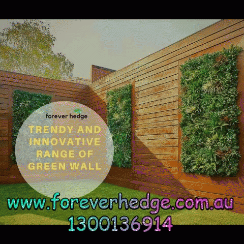 an ad for a trendy and innovative range of green wall by forever hedge