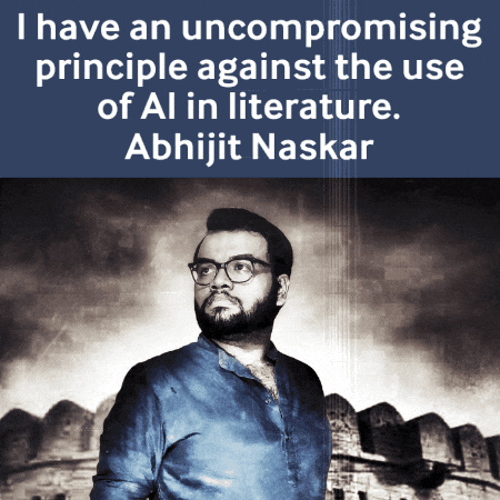 An Ad For Abhijit Naskar Shows A Man In Glasses GIF