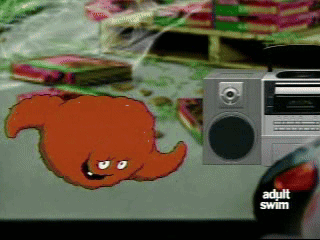 Adult Swim Cartoon Character And Radio GIF