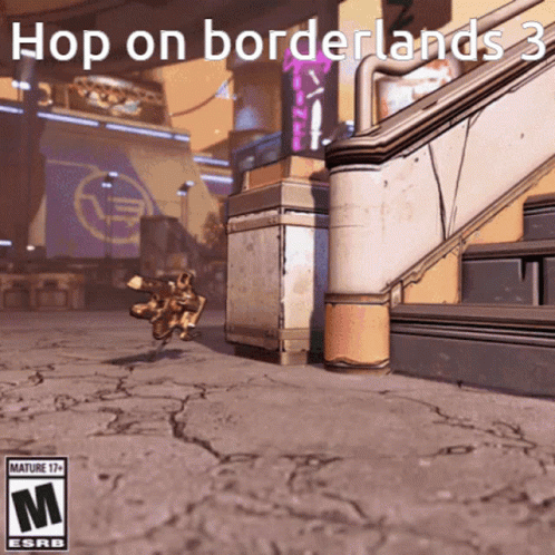 An Ad For Borderlands 3 Shows A Staircase And A Robot GIF