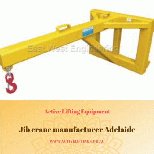 An Ad For Jib Crane Manufacturer Adelaide With A Picture Of A Crane GIF