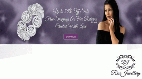 An Ad For Rise Jewellery Shows A Woman And A Ring GIF