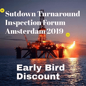 an ad for the sutdown turnaround inspection forum amsterdam 2019