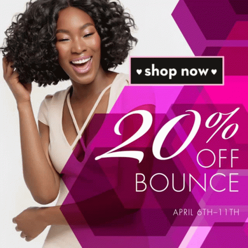 An Advertisement For A 20 % Off Bounce On April 6Th Through 11Th GIF