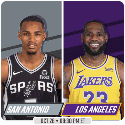 An Advertisement For A Basketball Game Between San Antonio And Los Angeles GIF