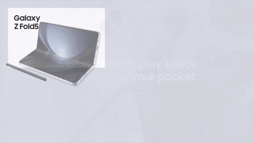 An Advertisement For A Galaxy Z Fold 5 Shows The Specifications Of The Phone GIF