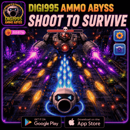 An Advertisement For A Game Called Digi995 Ammo Abyss Shoot To Survive GIF