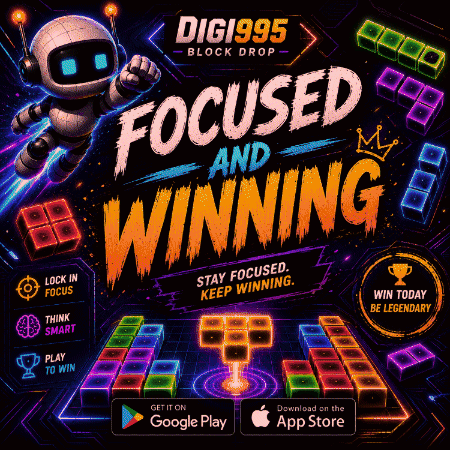 An Advertisement For A Game Called Digi995 Block Drop GIF