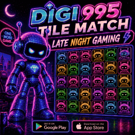an advertisement for a game called digi995 tile match late night gaming