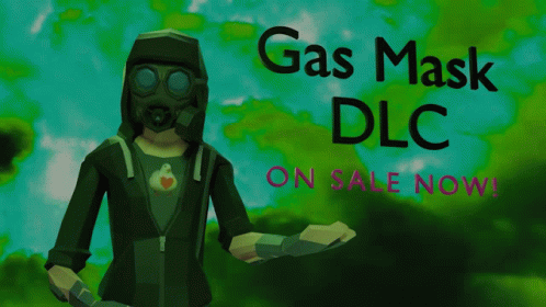 An Advertisement For A Gas Mask Dlc That Is On Sale GIF