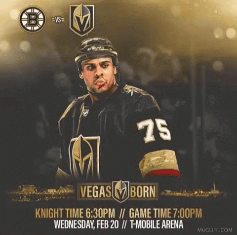 An Advertisement For A Hockey Game Between The Golden Knights And The Bruins GIF