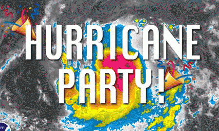 An Advertisement For A Hurricane Party With A Picture Of A Hurricane In The Background GIF