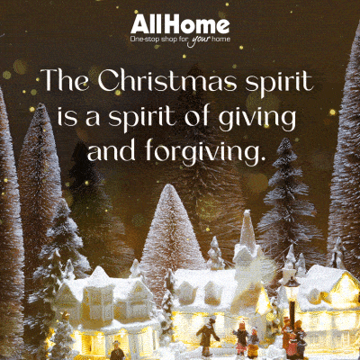 An Advertisement For All Home Shows A Christmas Scene GIF