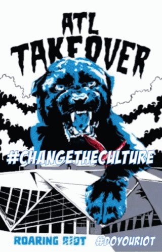 An Advertisement For Atl Takeover With A Blue Panther GIF