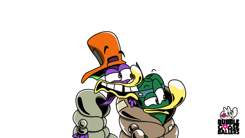 An Advertisement For Bubble Goose Ballers Shows A Cartoon Character And The Words Damn GIF