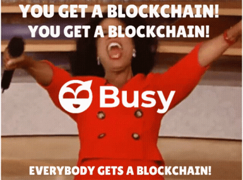 An Advertisement For Busy Shows A Woman In A Red Dress GIF