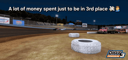 An Advertisement For Dirt 3 Trackin ' Shows A Race Track GIF