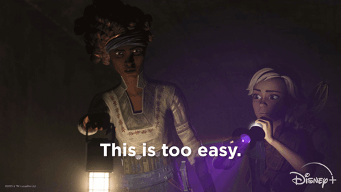 An Advertisement For Disney + Shows Two Cartoon Characters GIF