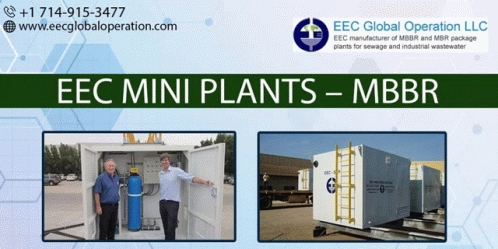An Advertisement For Eec Global Operation Llc Shows Two Men Standing Next To Each Other GIF
