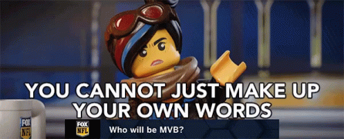 An Advertisement For Fox Nfl Shows A Lego Figure And Says " You Cannot Just Make Up Your Own Words " GIF