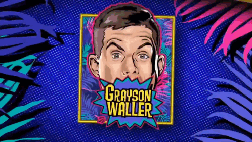 an advertisement for grayson waller shows a man with a speech bubble around his mouth