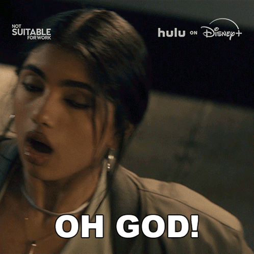 An Advertisement For Hulu On Disney Shows A Woman Saying " Oh God " GIF