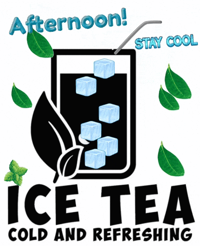 An Advertisement For Ice Tea That Says " Afternoon Stay Cool " GIF
