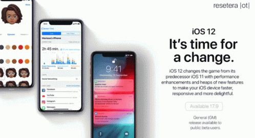 An Advertisement For Ios 12 Shows A Phone With The Time Of 9:41 GIF