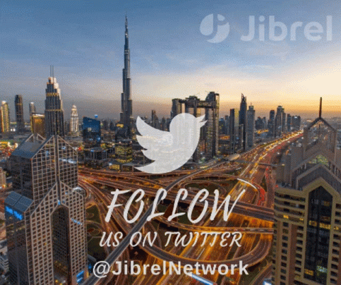 An Advertisement For Jibrel Network With A Twitter Logo GIF