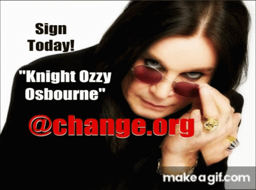 An Advertisement For Knight Ozzy Osbourne Has A Picture Of Him On It GIF