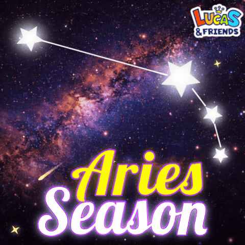 An Advertisement For Lucas And Friends Shows The Constellation Aries GIF