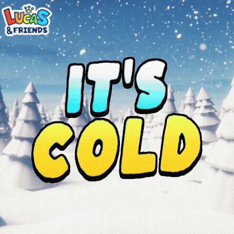 An Advertisement For Lucas & Friends Shows A Snowy Scene GIF