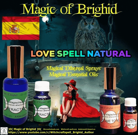 An Advertisement For Magic Of Brighid Love Spell Natural Essential Oils GIF