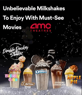 An Advertisement For Milkshakes At The Amc Theatre GIF