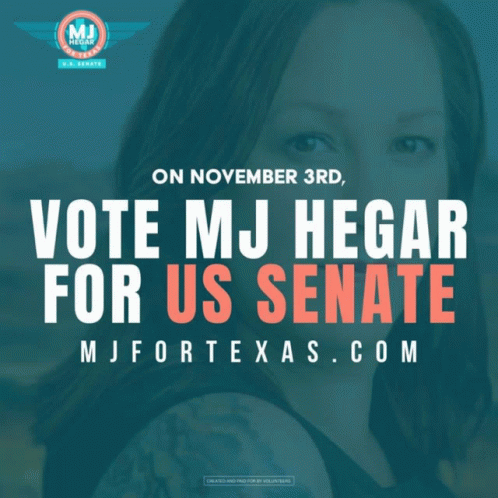 an advertisement for mj hegar for us senate