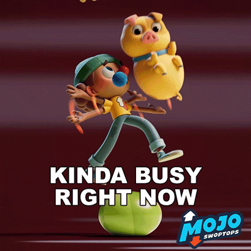 An Advertisement For Mojo Swoptops With A Cartoon Character On A Ball GIF