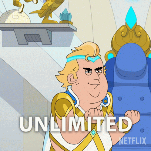 An Advertisement For Netflix Shows A Cartoon Character And Says Unlimited GIF