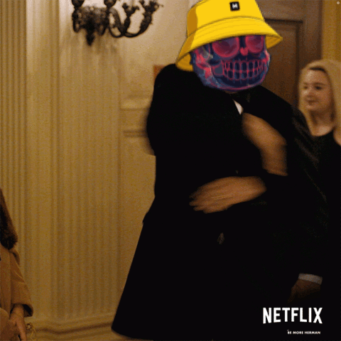 An Advertisement For Netflix Shows A Man Wearing A Yellow Hat GIF