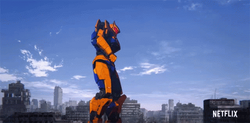 An Advertisement For Netflix Shows A Robot Standing In The Middle Of A City GIF