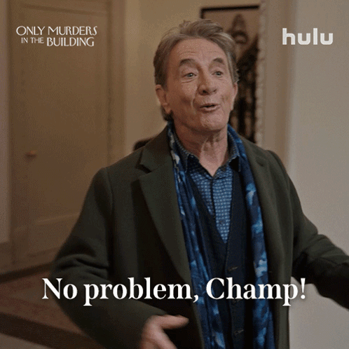 An Advertisement For Only Murders In The Building Shows A Man With His Arms Outstretched GIF