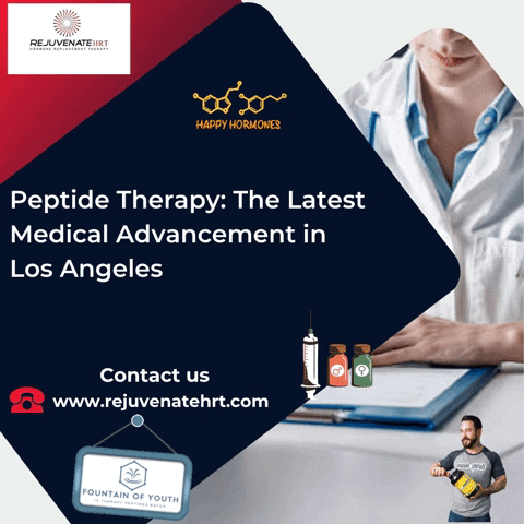An Advertisement For Peptide Therapy In Los Angeles Shows A Doctor GIF