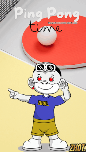 An Advertisement For Ping Pong Time Shows A Monkey Pointing GIF