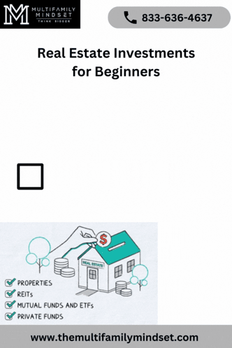 An Advertisement For Real Estate Investments For Beginners With A Phone Number On The Bottom GIF