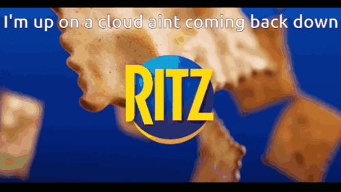 Ritz Crackers Ad Saying I'm Up On A Cloud GIF